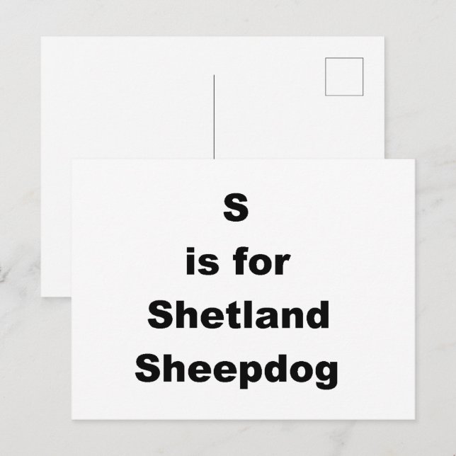S Is For Shetland Sheepdog Postcard (Front/Back)