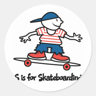 S is for Skateboarding Classic Round Sticker