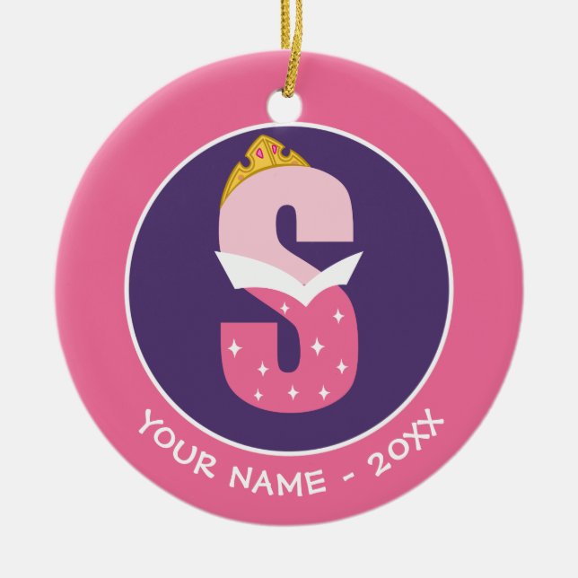 S is for Sleeping Beauty | Add Your Name Ceramic Ornament (Front)