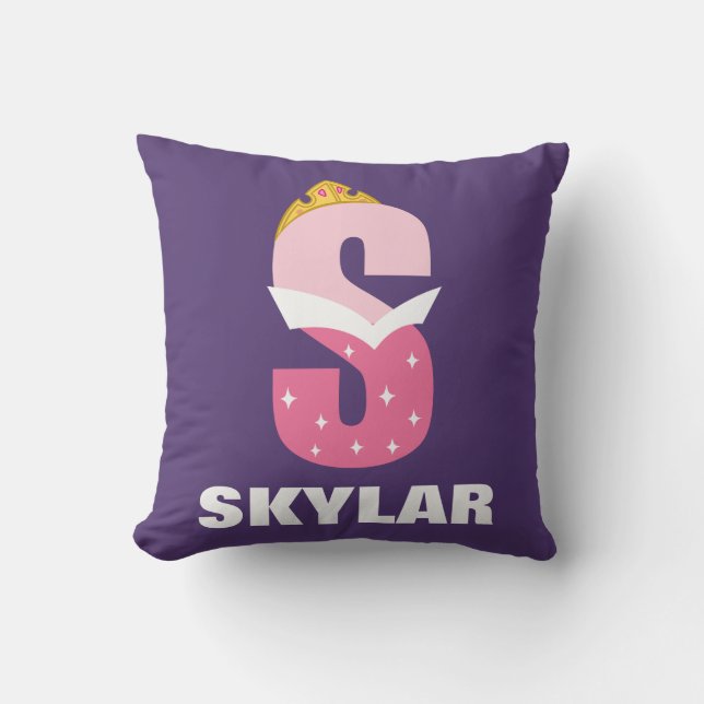 S is for Sleeping Beauty | Add Your Name Throw Pillow (Front)