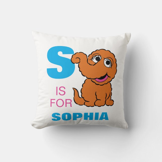 S is for Snuffleupagus | Add Your Name Throw Pillow (Front)