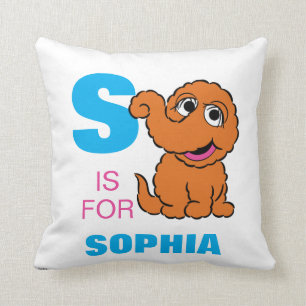 S is for Snuffleupagus   Add Your Name Throw Pillow