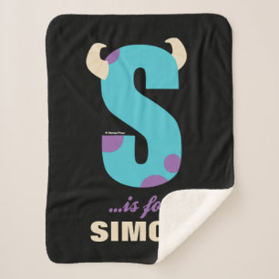 S is for Sulley   Add Your Name Sherpa Blanket