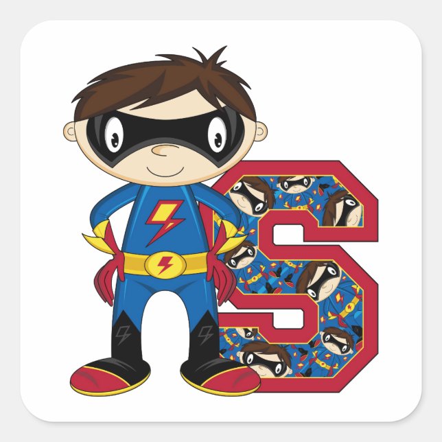S is for Superhero Square Sticker (Front)