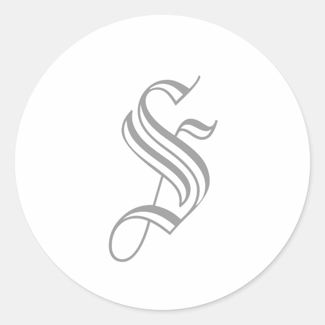 S Letter Monogram Sticker Grey Old English (Front)