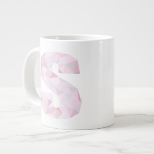 S - Low Poly Triangles - Neutral Pink Purple Grey Large Coffee Mug
