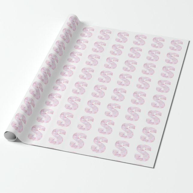 S - Low Poly Triangles - Neutral Pink Purple Grey Wrapping Paper (Unrolled)