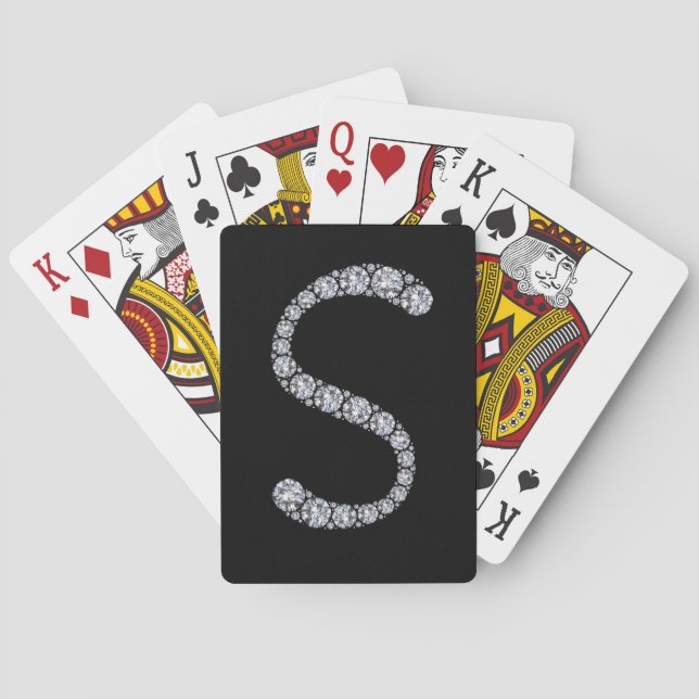 S monogram bling playing cards (Back)