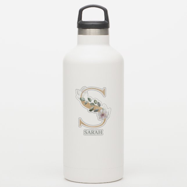 S Monogram Floral Personalized (Waterbottle)