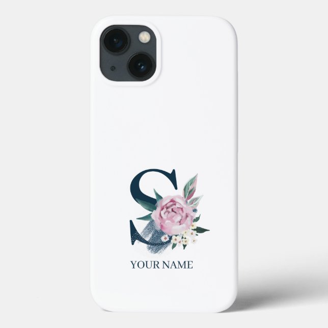 S Monogram Floral Personalized Case-Mate iPhone Case (Back)