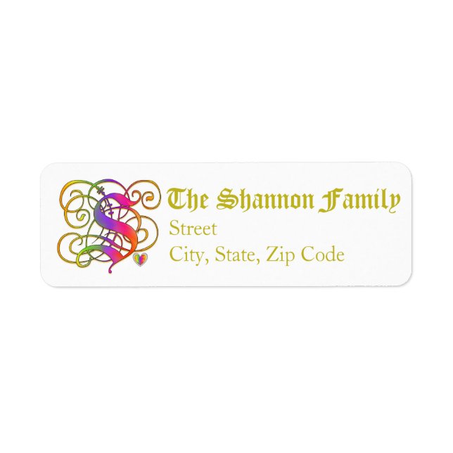 S Monogram "Gothic Sunshine" design Address Labels (Front)