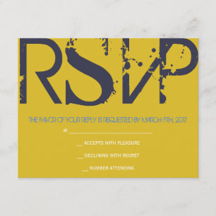 S Monogram Initials Bar Bat Mitzvah Reply Card