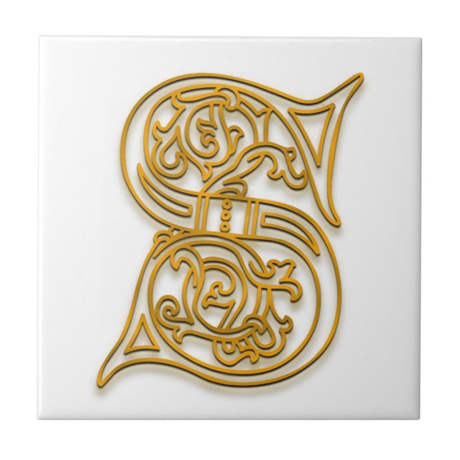 S Monogram "Irish Gold" Ceramic Tile (Front)
