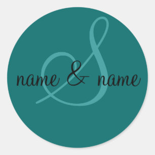 "S" monogram label, personalize first names Classic Round Sticker