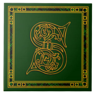 S Monogramme "Irish Gold on Green" Carreaux en cér