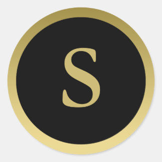 S :: Monogramme S Élégant Sticker Or et Noir