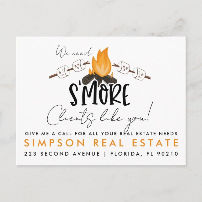 S’more Clients Real Estate announcement Postcard (Front)