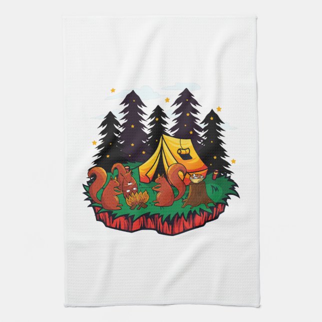 S’more Fun With This Camping Squirrel Kitchen Towel (Vertical)