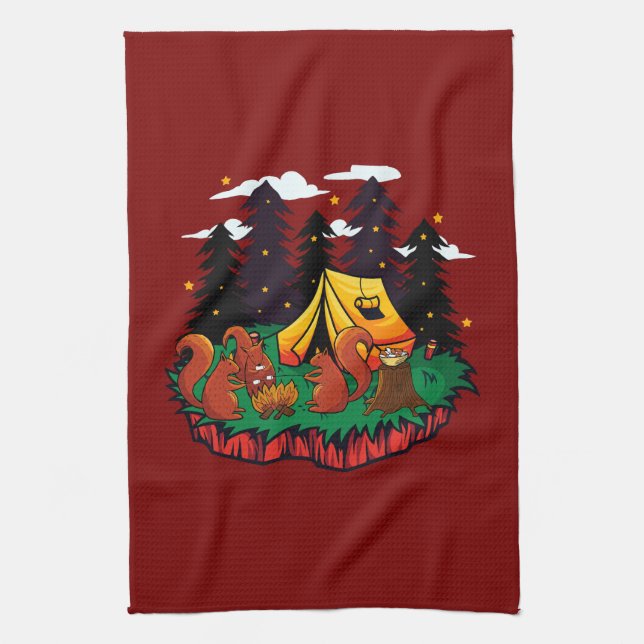 S’more Fun With This Camping Squirrel Kitchen Towel (Vertical)