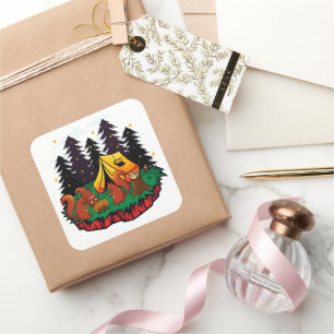 S’more Fun With This Camping Squirrel Square Sticker