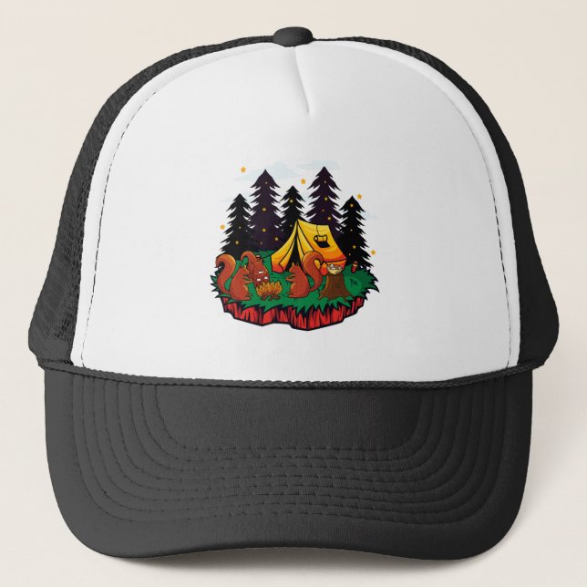 S’more Fun With This Camping Squirrel Trucker Hat (Front)