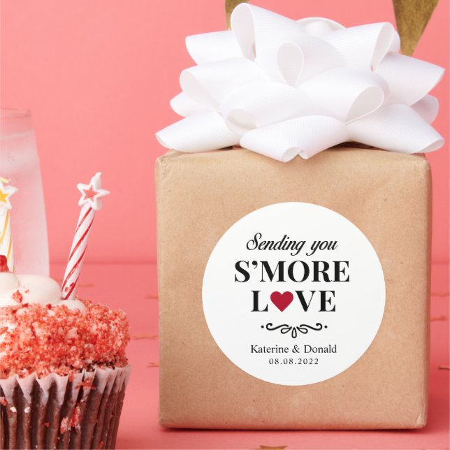 S’more Love Mariage Classic Round Sticker (Fête)