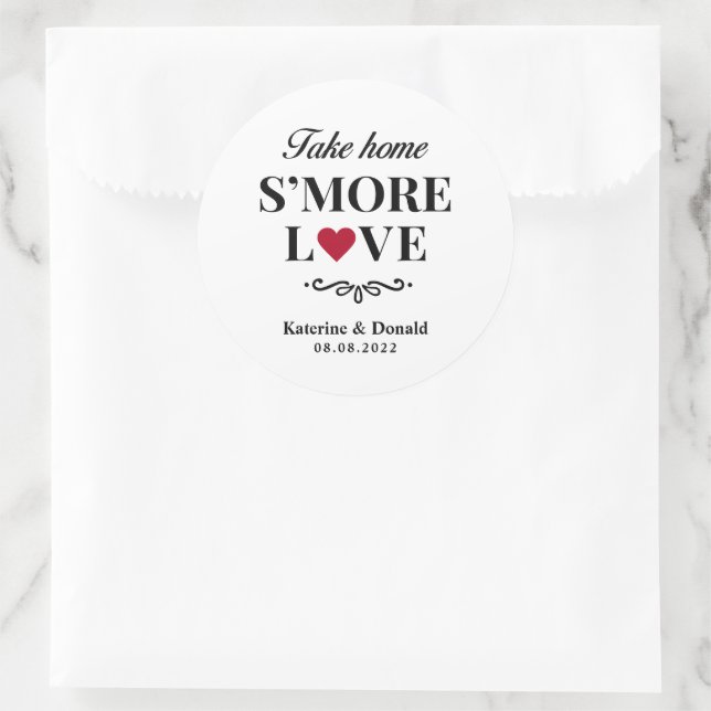 S’more Love Wedding Classic Round Sticker (Bag)