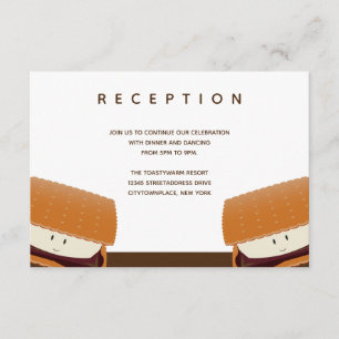 S’more Wedding White Brown Reception Enclosure Card