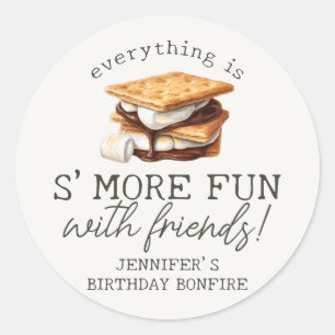 S’mores Fall Bonfire Outdoor Birthday Favour Classic Round Sticker