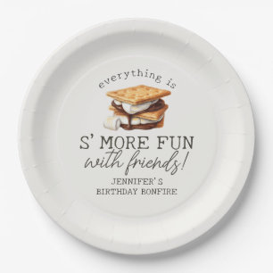 S’mores Fall Bonfire Outdoor Birthday Party Paper Plate