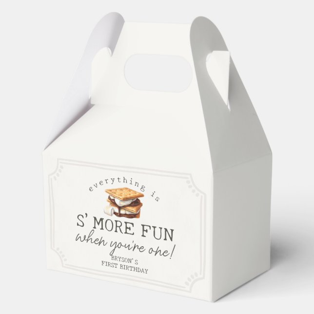 S’mores Fall Bonfire Outdoor First Birthday Favor Box (Back)