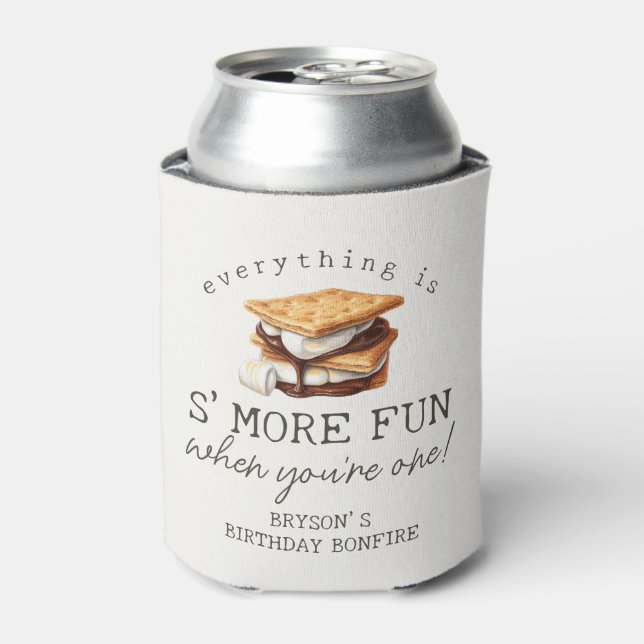 S’mores Fall Bonfire Outdoor First Birthday Favour Can Cooler (Can Front)