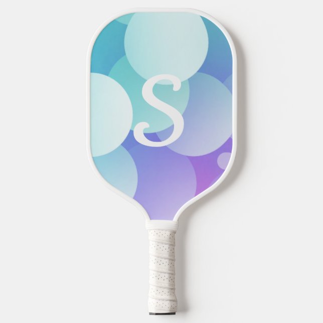 S Name Pickleball Paddle Purple Blue Bubble Modern (Front)
