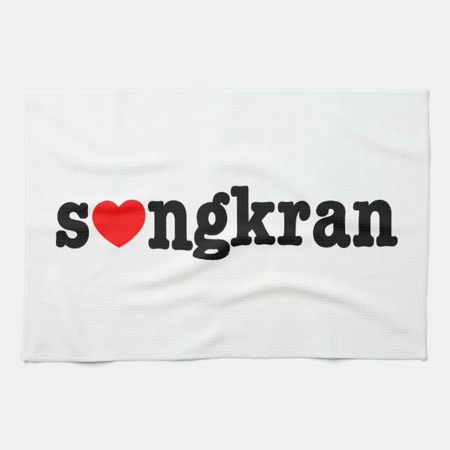 s❤ngkran ~ Heart (Love) Songkran Kitchen Towel (Horizontal)