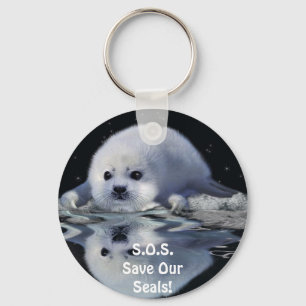 S.O.S. SAVE OUR HARP SEALS KEYCHAIN