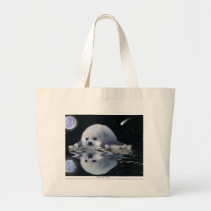 S.O.S. SAVE OUR HARP SEALS LARGE TOTE BAG