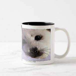 S.O.S. SAVE OUR HARP SEALS Two-Tone COFFEE MUG