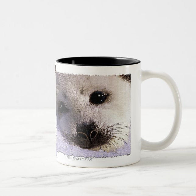 S.O.S. SAVE OUR HARP SEALS Two-Tone COFFEE MUG (Right)