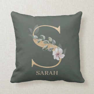 S Oreiller à lancer personnalisé monogramme floral