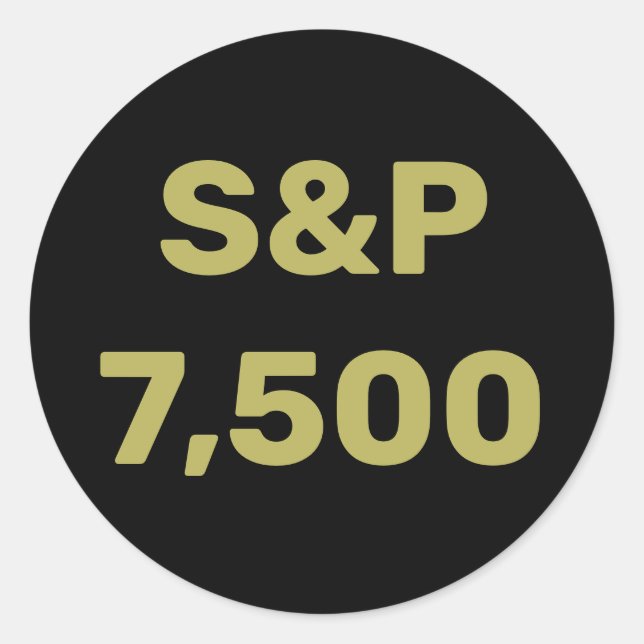 S&P 7,500 Level Stock Market Index Celebration Classic Round Sticker (Front)