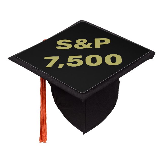 S&P 7,500 Level Stock Market Index Celebration Graduation Cap Topper (Angled)