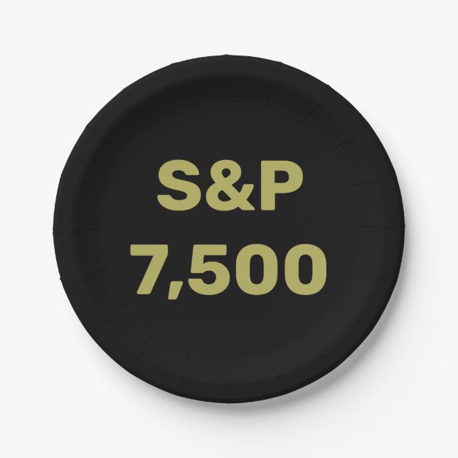 S&P 7,500 Level Stock Market Index Celebration Paper Plate (Front)