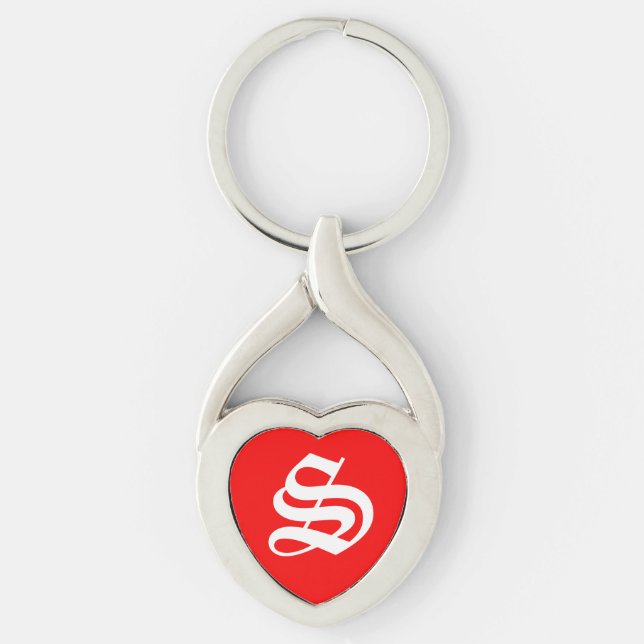 "S" Red Heart Keychain (Front)