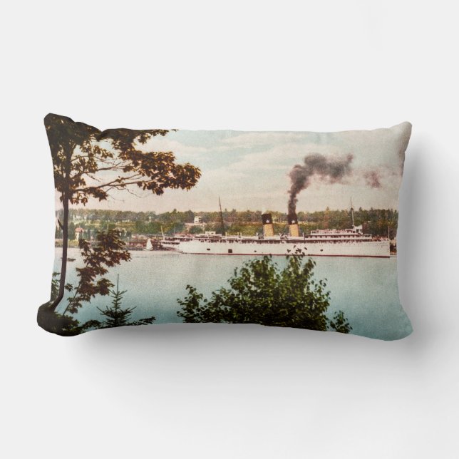 S.S. Northland Leaving Harbour Springs Michigan Lumbar Pillow (Front)