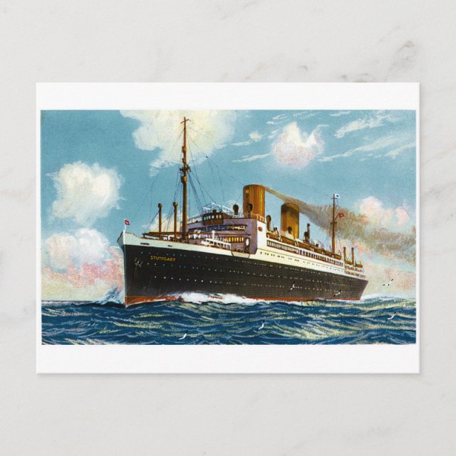 S.S. Stuttgart Luxury Ocean Liner - Vintage Postcard (Front)