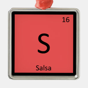 S - Salsa Condiment Chemistry Periodic Table Metal Ornament