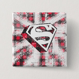 S-Shield Over Plaid 2 Inch Square Button