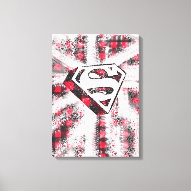 S-Shield Over Plaid Canvas Print (Front)