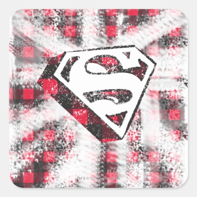 S-Shield Over Plaid Square Sticker (Front)