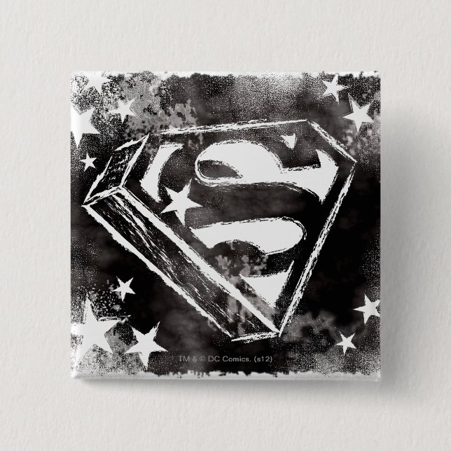 S-Shield With Stars 2 Inch Square Button (Front)